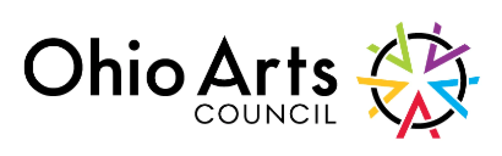 Ohio Arts Council Logo including colored wheel graphic